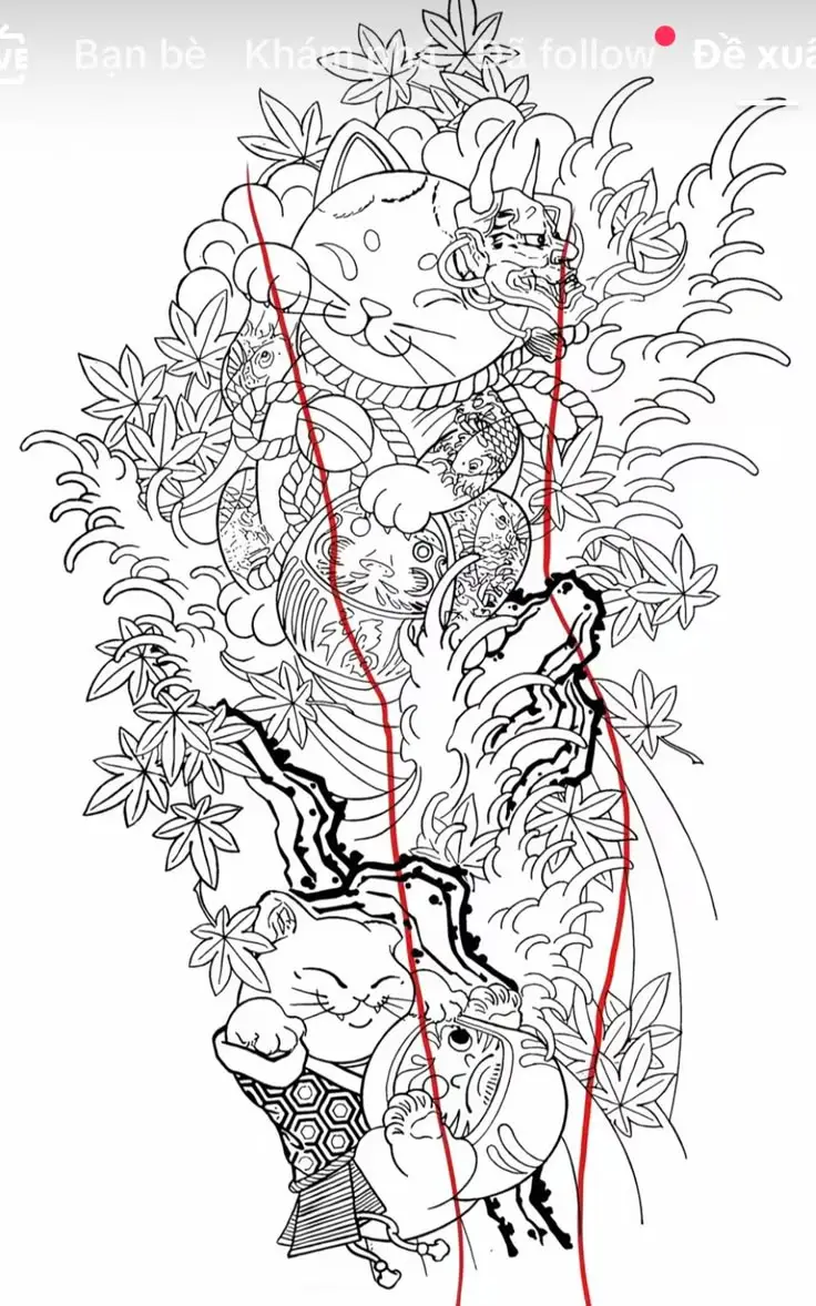 Mẫu hình xăm full chân Nhật cổ lôi cuốn và cá tính 16