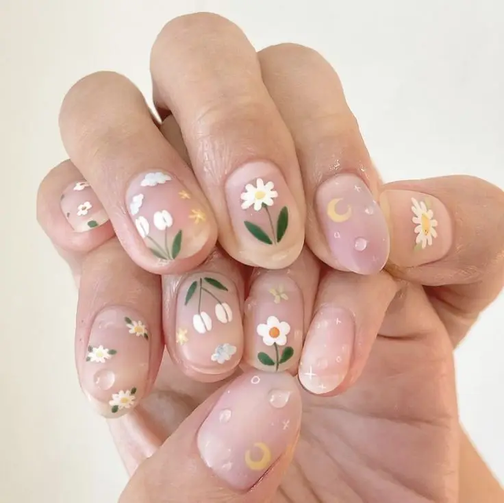 Mẫu nail vẽ hoa đơn giản - Nghệ thuật làm đẹp từ thiên nhiên 30