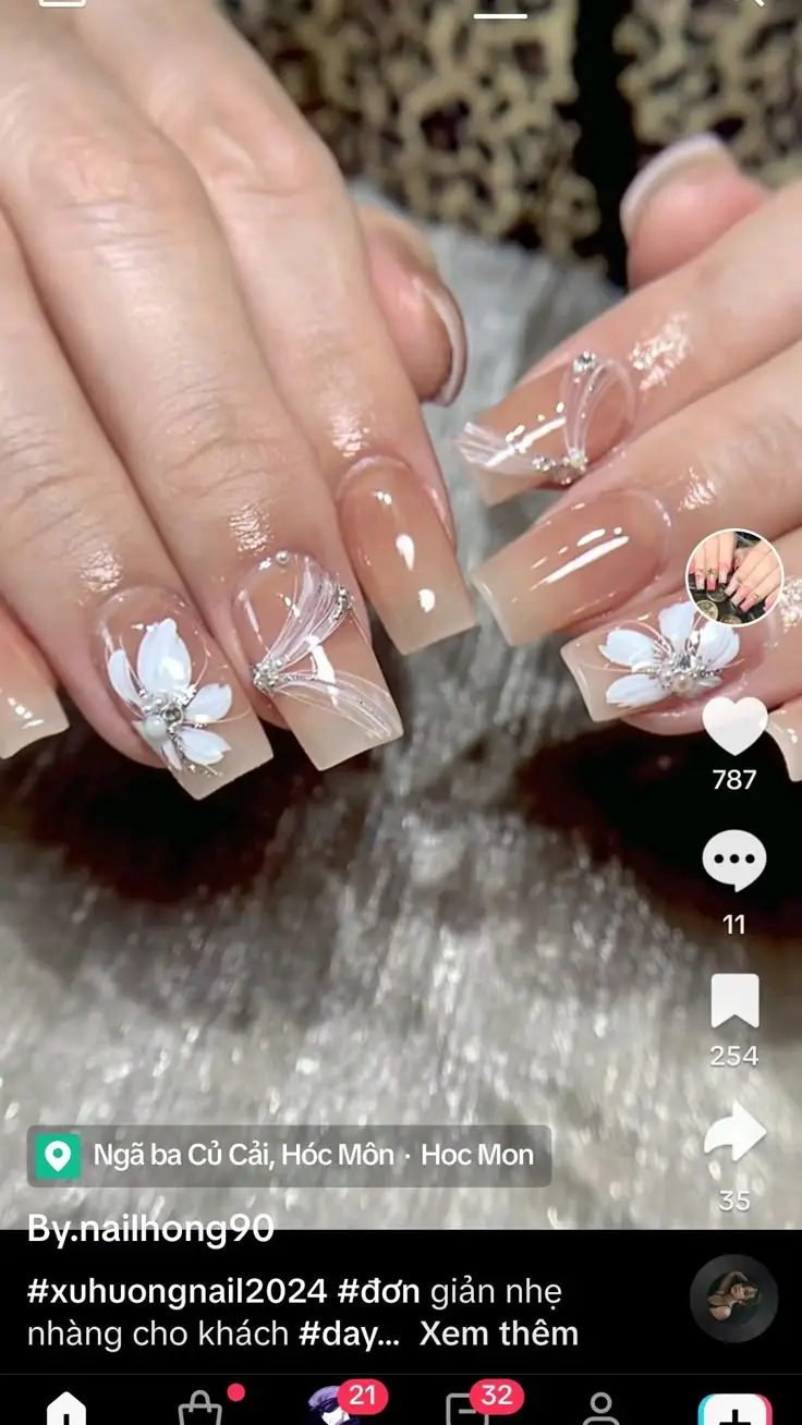 Mẫu nail vẽ hoa đơn giản - Nghệ thuật làm đẹp từ thiên nhiên 32