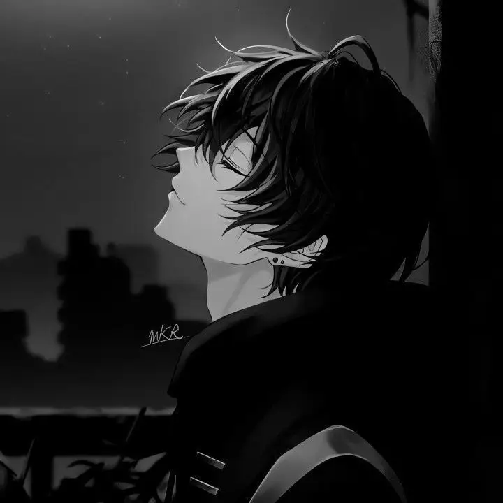 Sad Boy Avatar Anime Đen Trắng Đầy Cảm Xúc 34